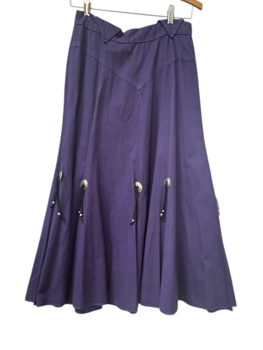 Vintage 80s Circle T Purple Full Skirt Cowgirl Prairie Southwest Western sz S